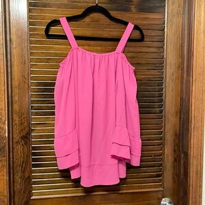Valerie Stevens Pink Ruffle Strap Top